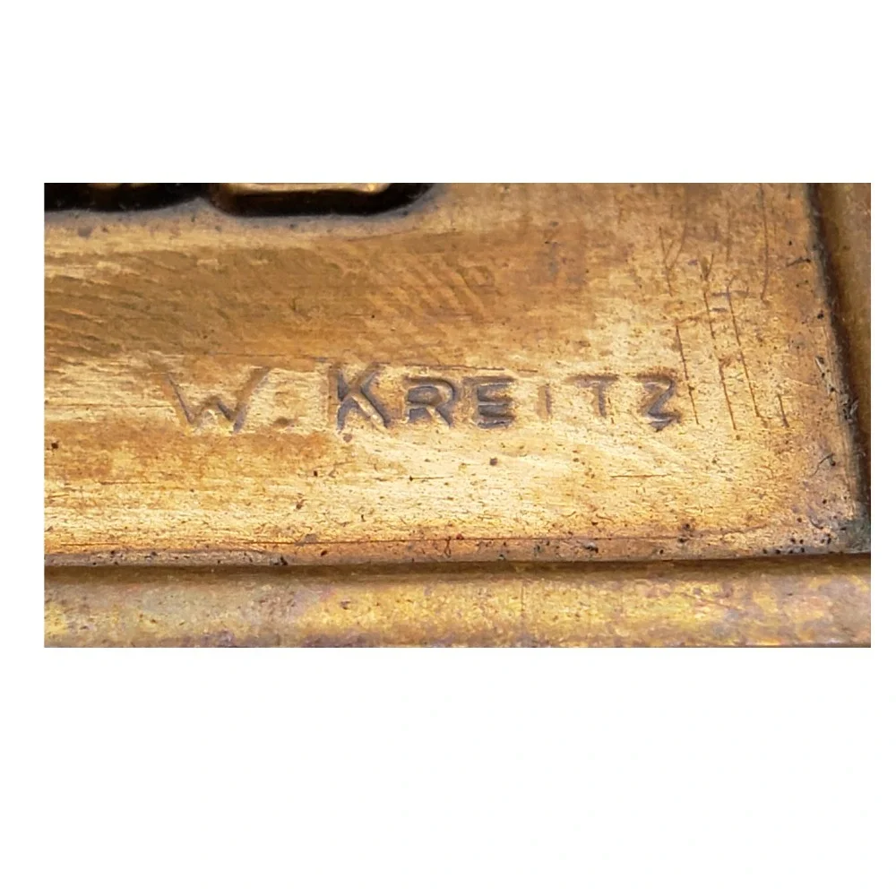 Rare Bronze 1919-1944 Philips Dutch Art Deco Wall Plaque Square by W. Kreitz